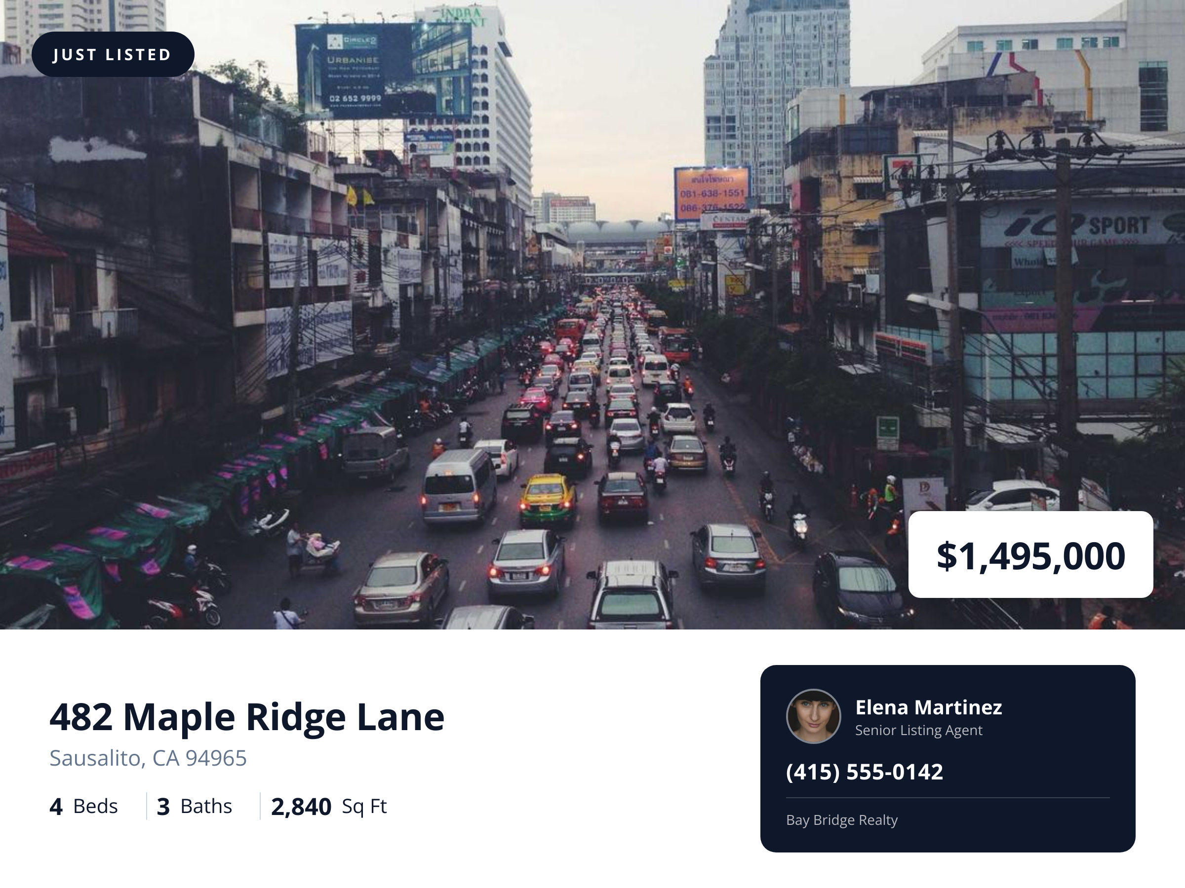 Real Estate Listing template preview, a real-estate image generated by the html2img API