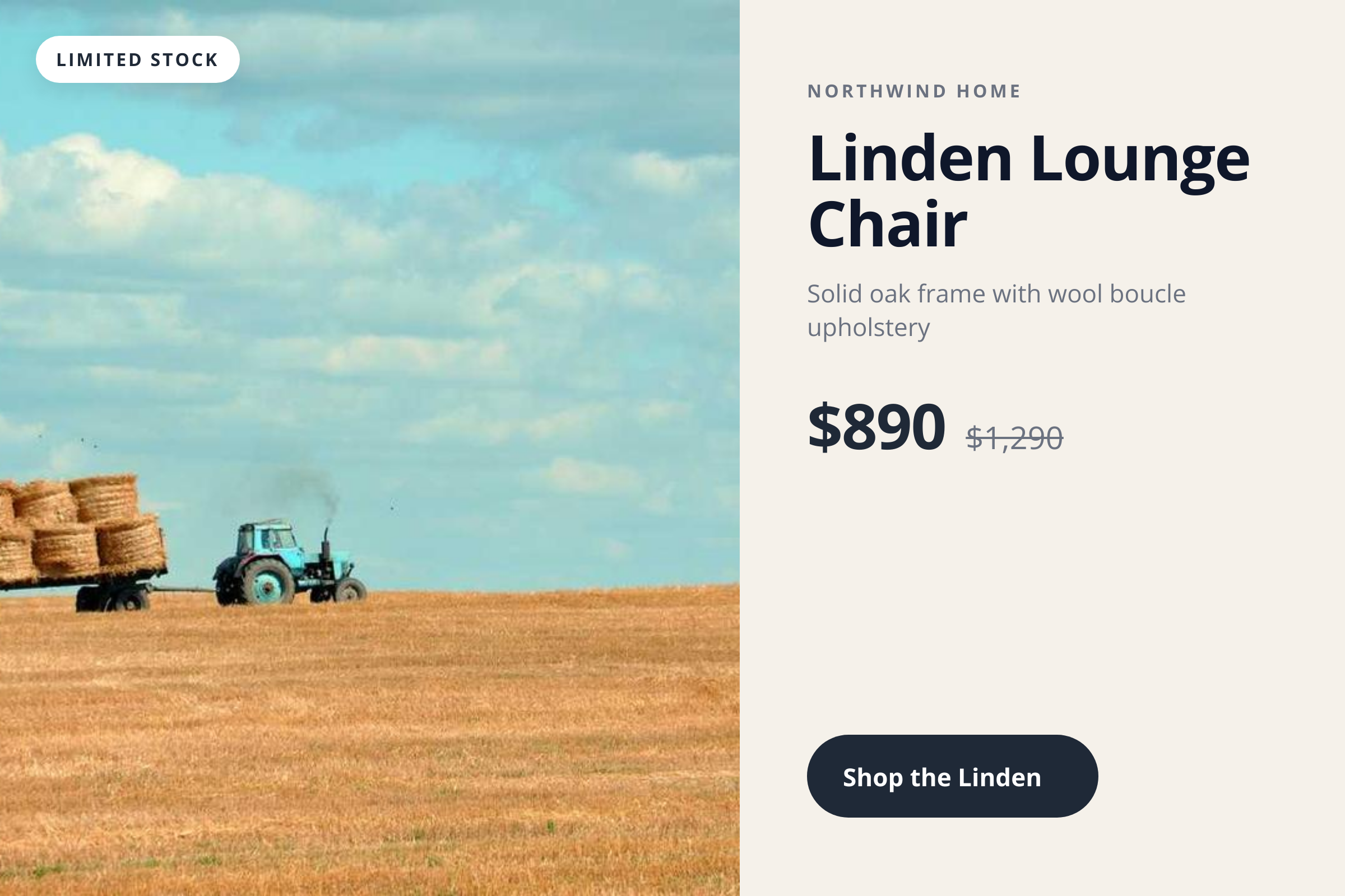 Product Card template preview, a business image generated by the html2img API