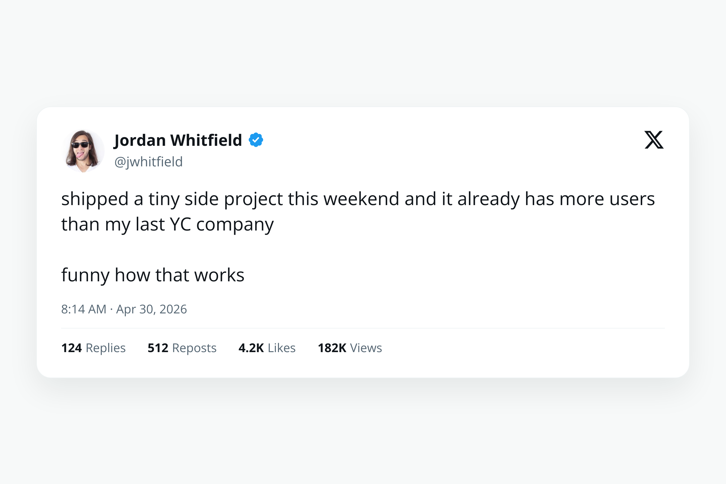 Tweet Mockup Card template preview, a social image generated by the html2img API