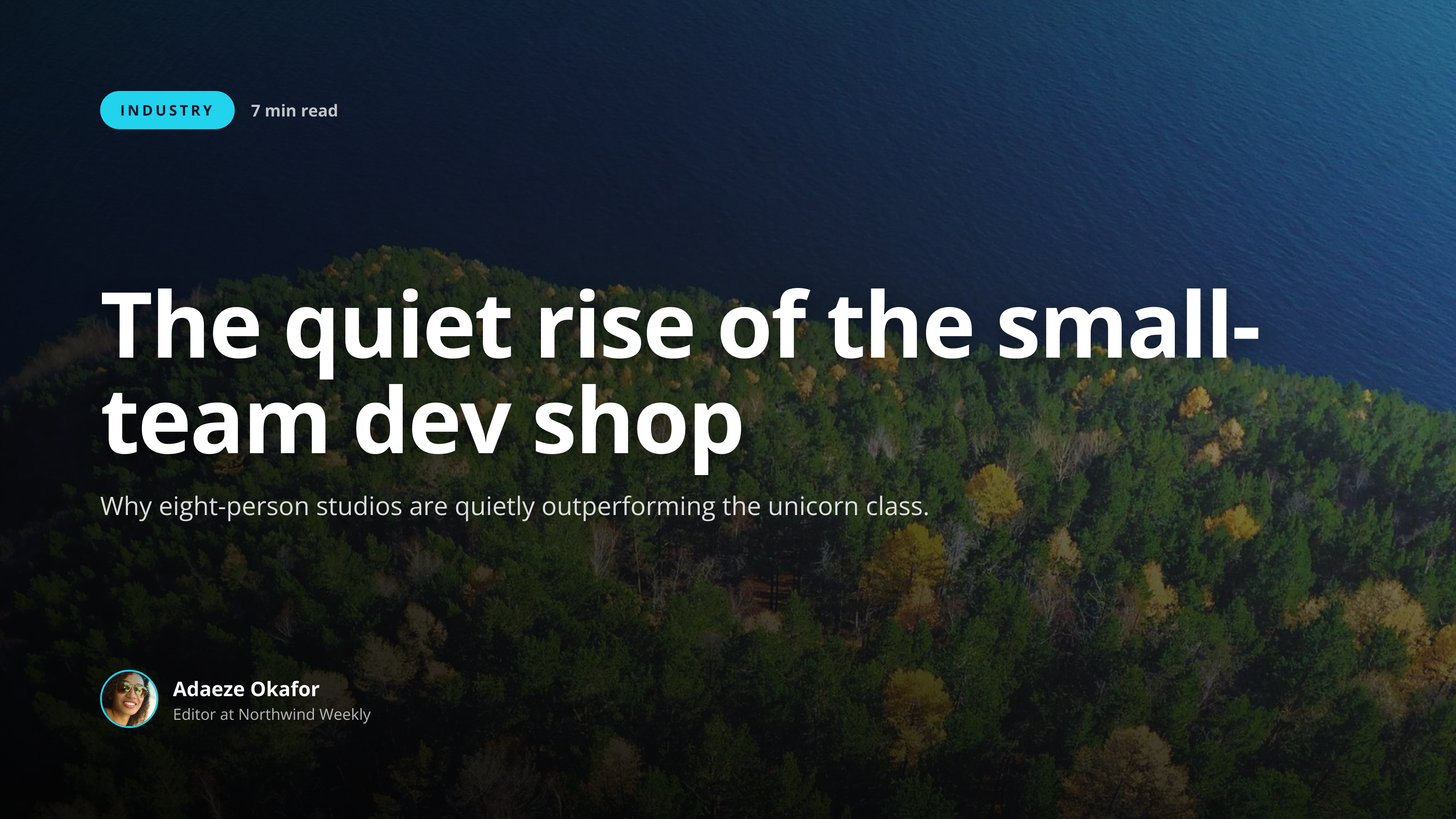 Blog Featured Hero template preview, a content image generated by the HTML to Image API