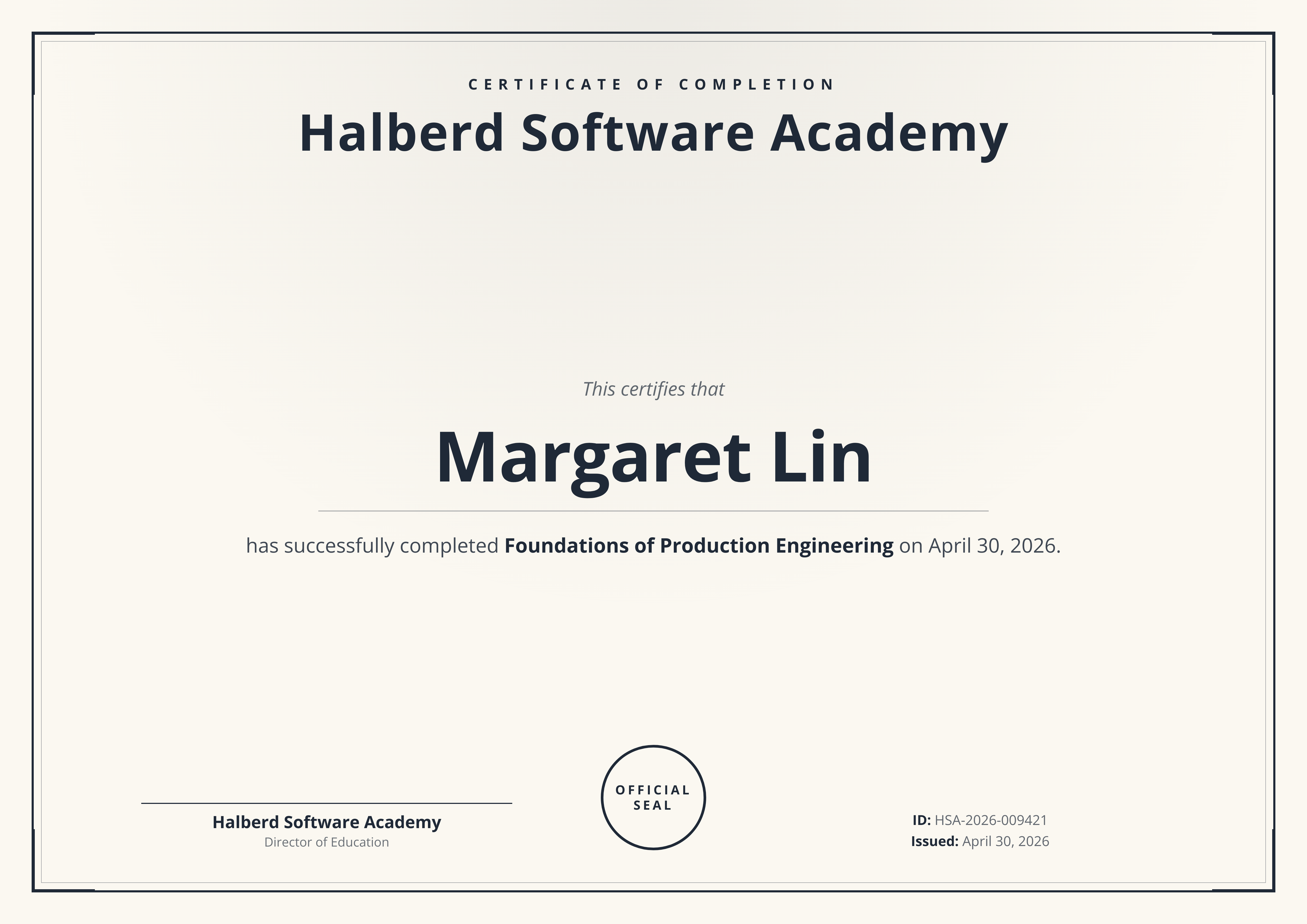 Certificate of Completion template preview, a business image generated by the HTML to Image API