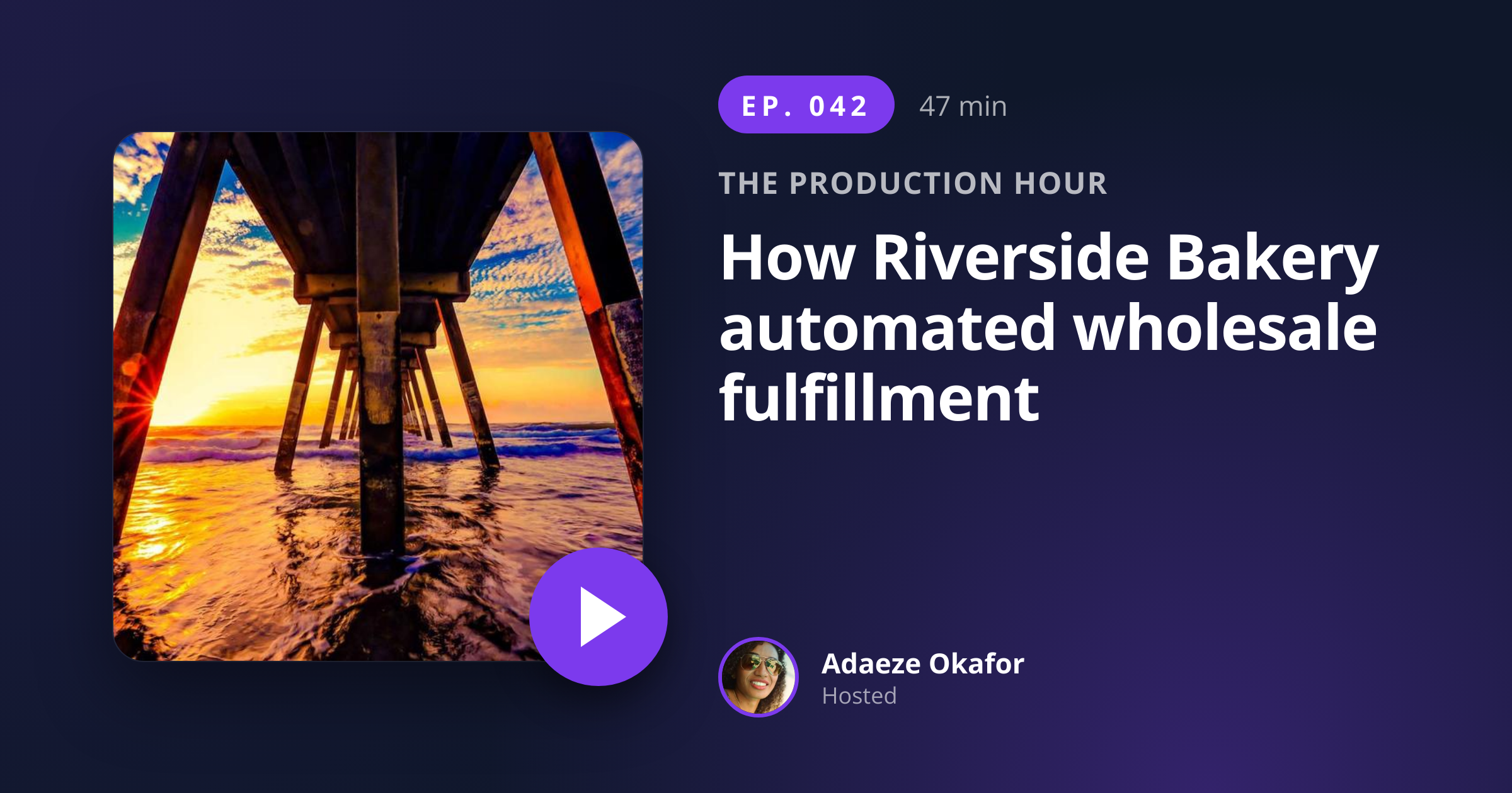 Podcast Episode Card template preview, a content image generated by the HTML to Image API
