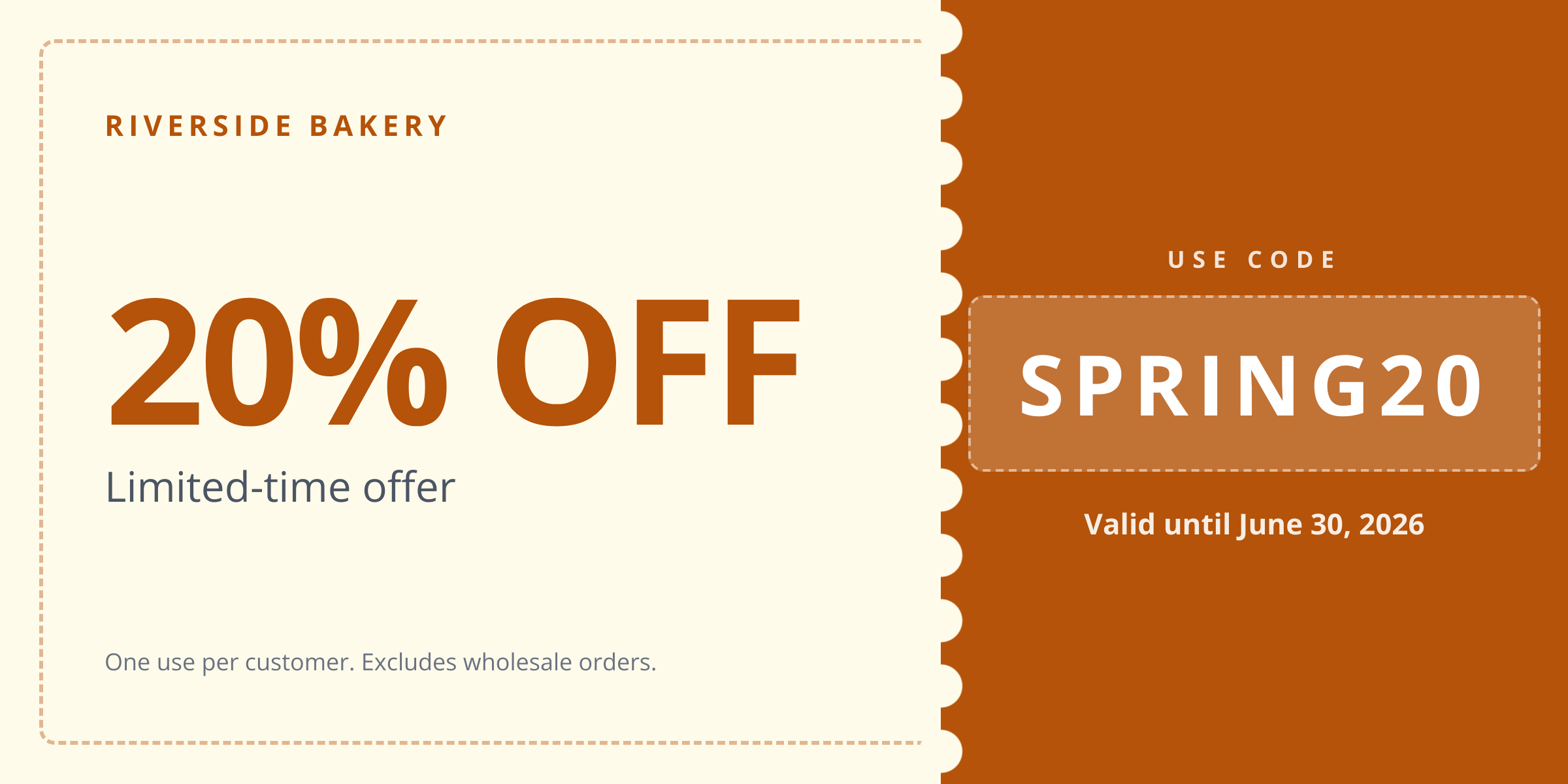 Coupon Voucher template preview, a business image generated by the HTML to Image API