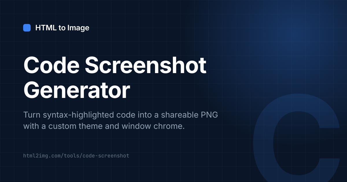 Open Graph card preview for Code Screenshot Generator