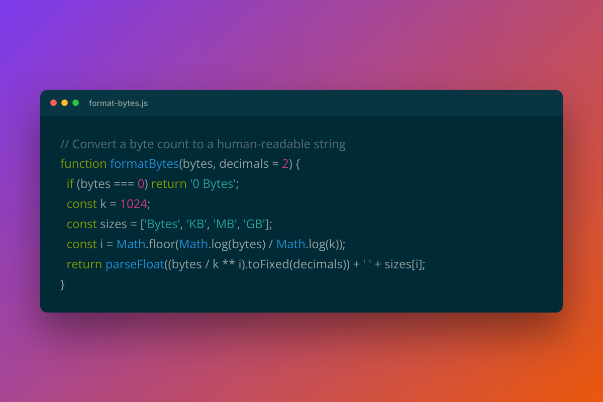 Solarized Dark with gradient background, an example from the Code Screenshot Generator