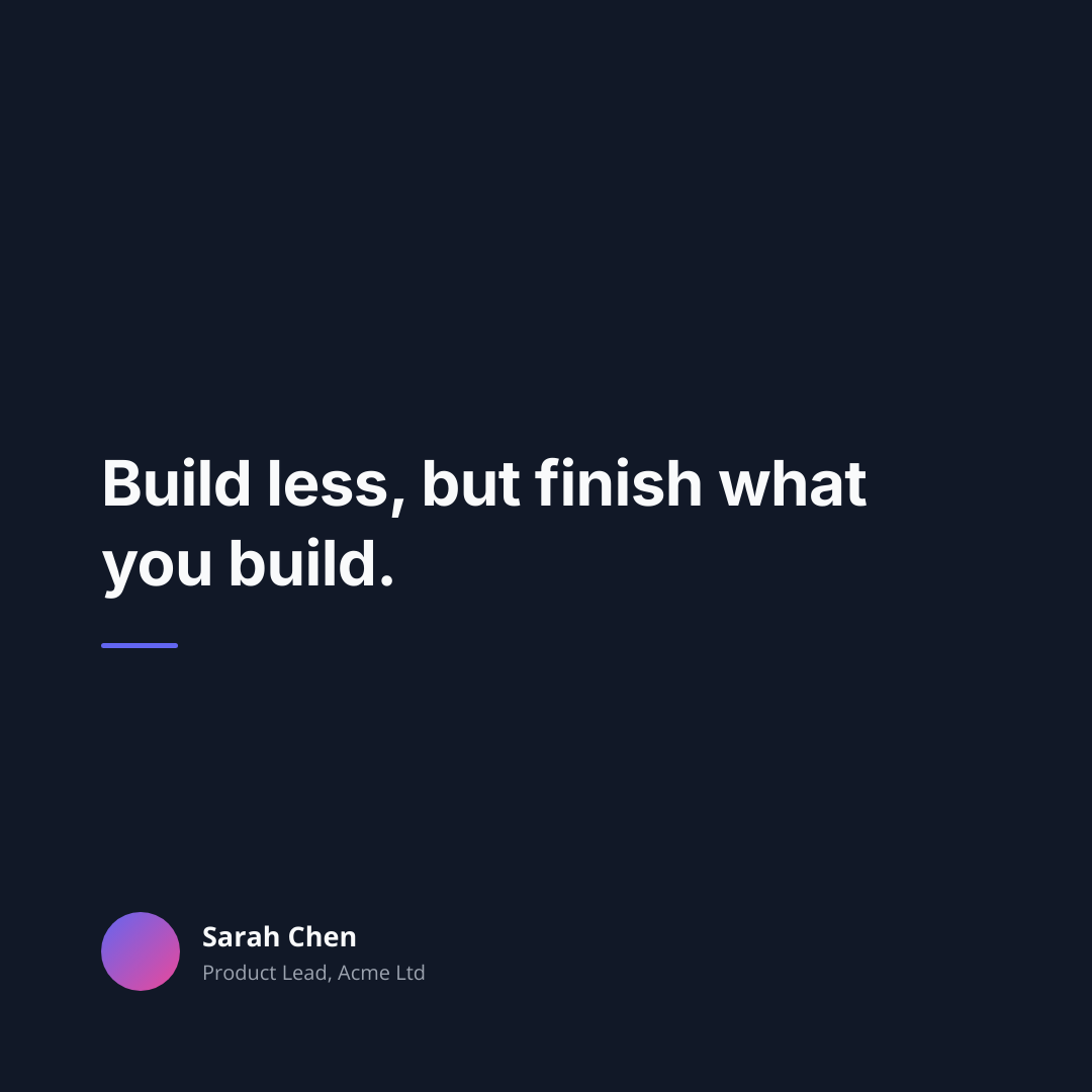 Dark sans-serif with attribution photo, an example from the Quote Card Generator