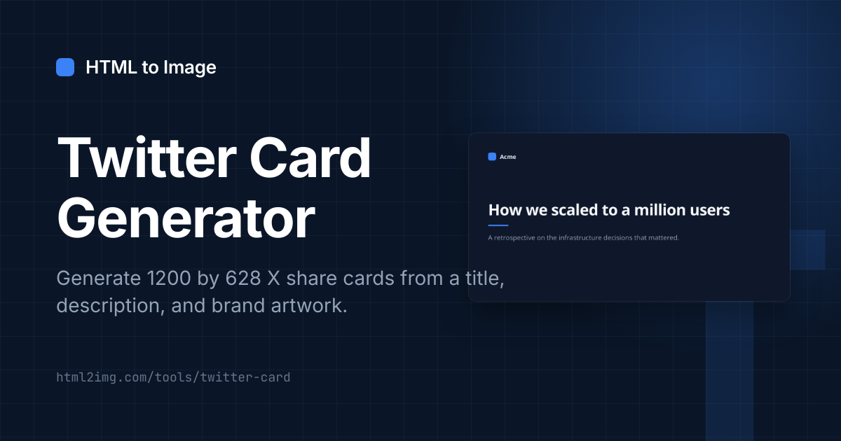 Open Graph card preview for Twitter Card Generator