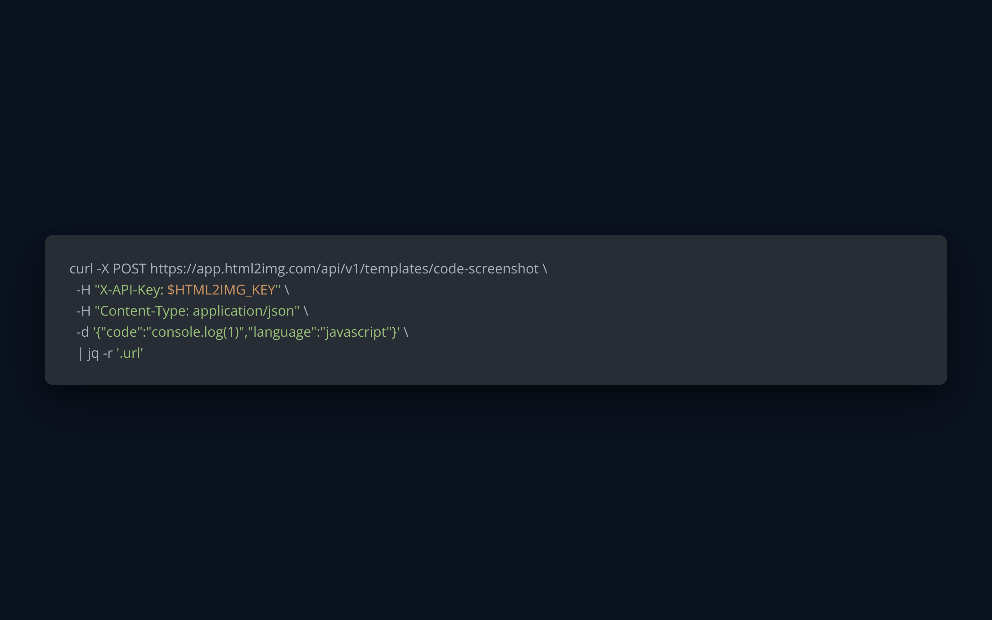 A short curl command rendered with no window chrome on a flat dark navy background