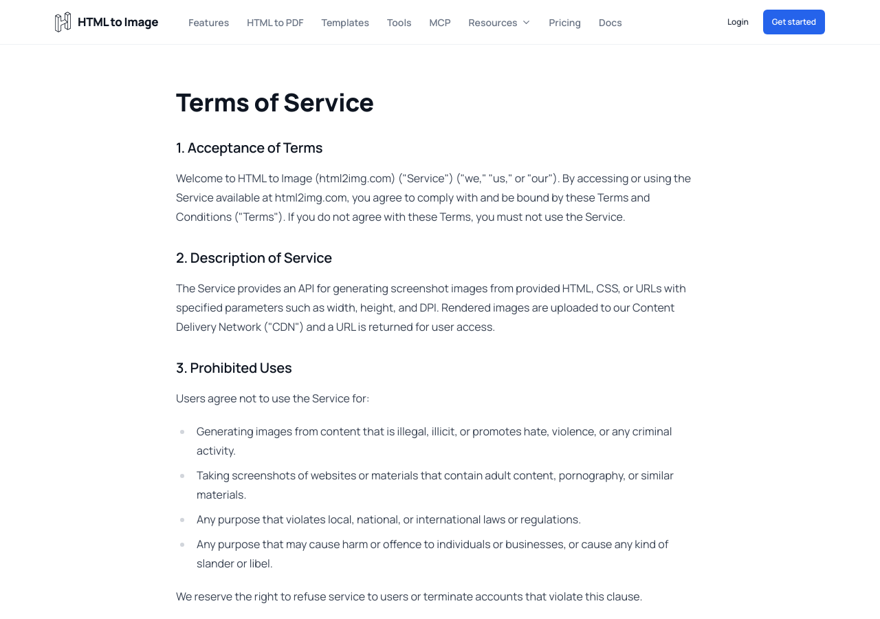 A terms of service snapshot, an example from the URL to PDF Converter